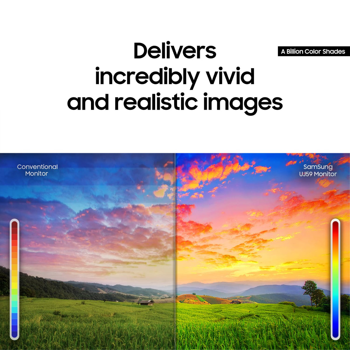 Samsung UJ59 slim bezels frame a sleek, distraction-free 32-inch display.