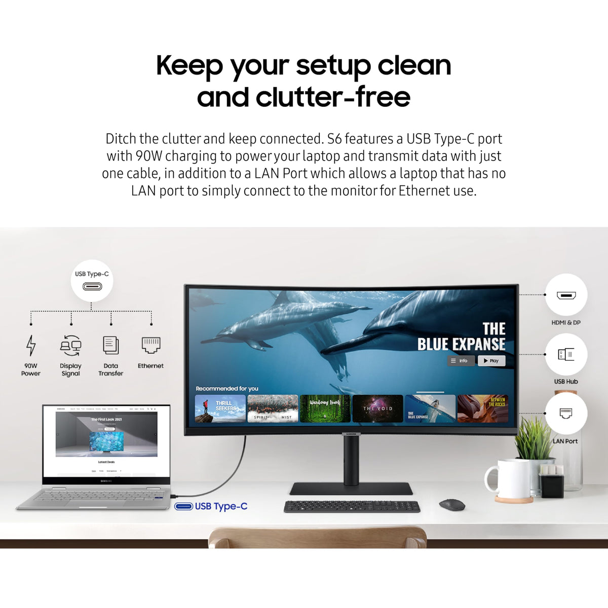 Samsung Viewfinity S65UA Intelligent Eye Care helps reduce fatigue during long sessions