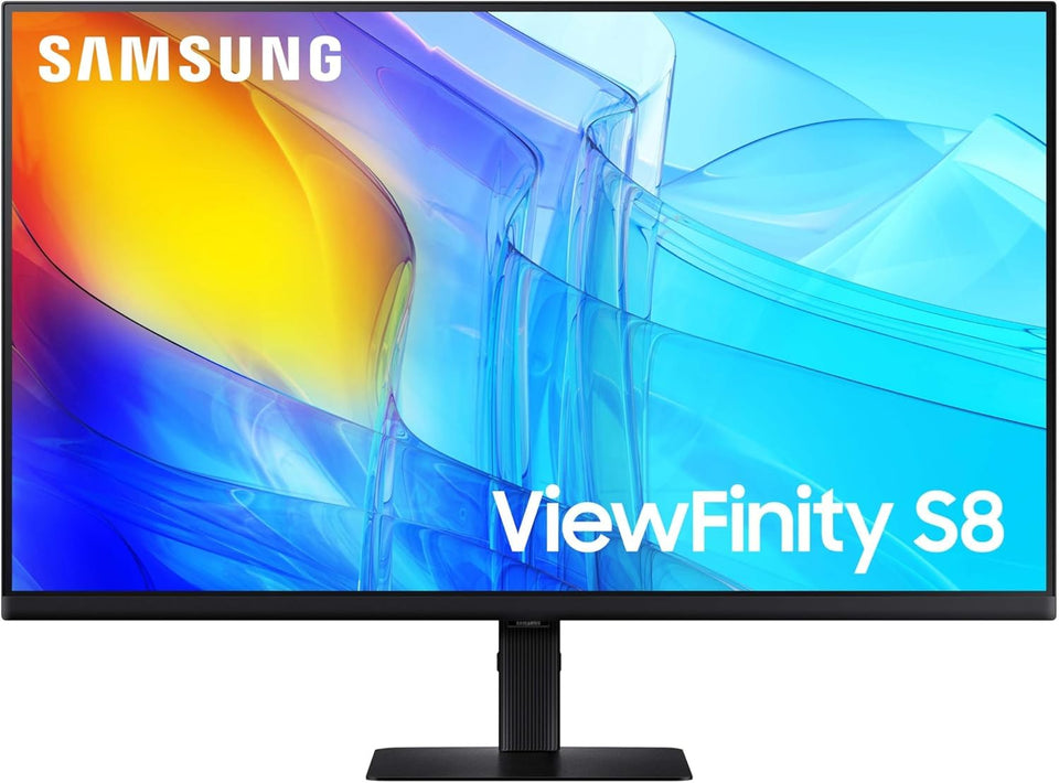 Samsung ViewFinity S8 27 front view showing crisp 4K detail for design work.