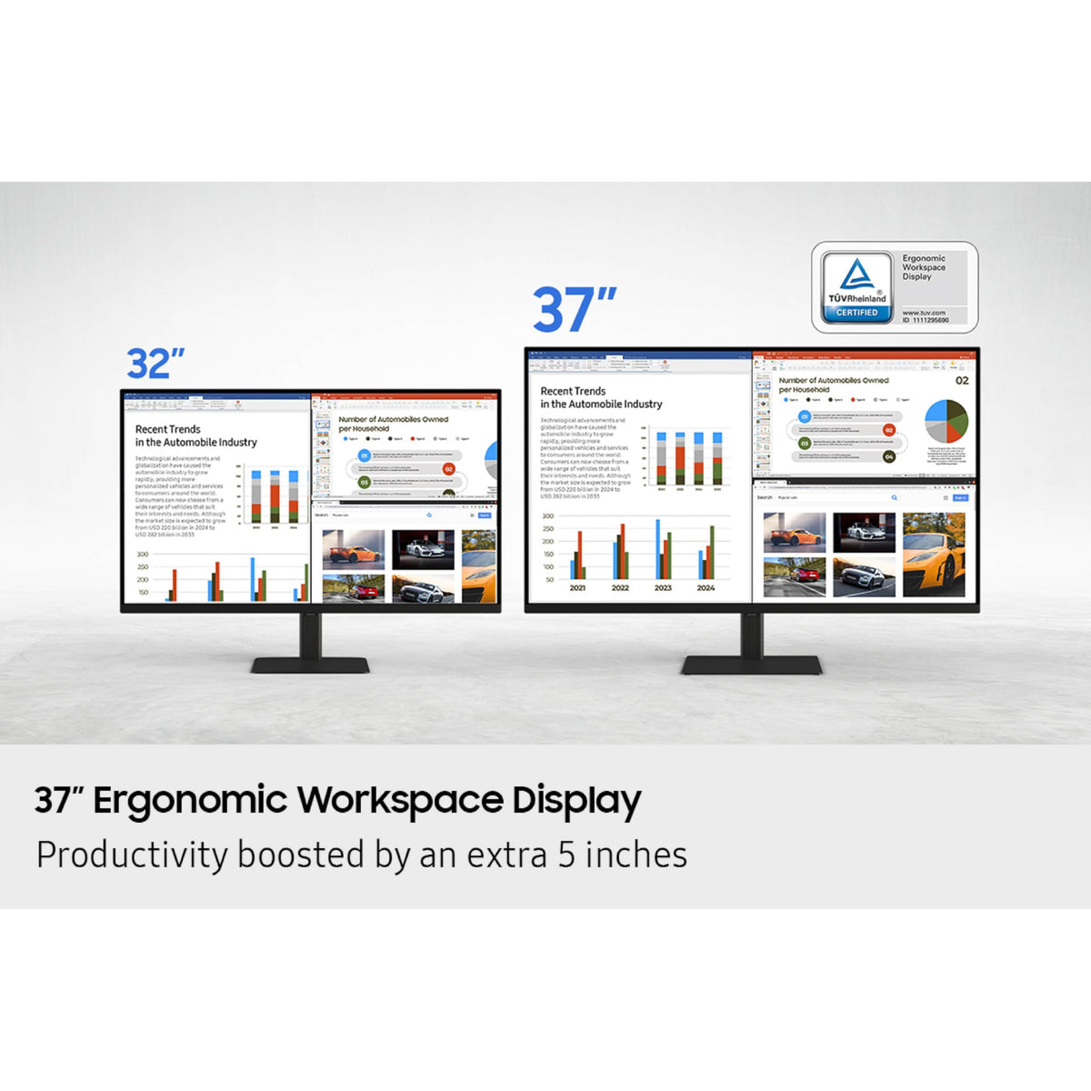 Samsung ViewFinity S8 ergonomic stand with adjustable height.