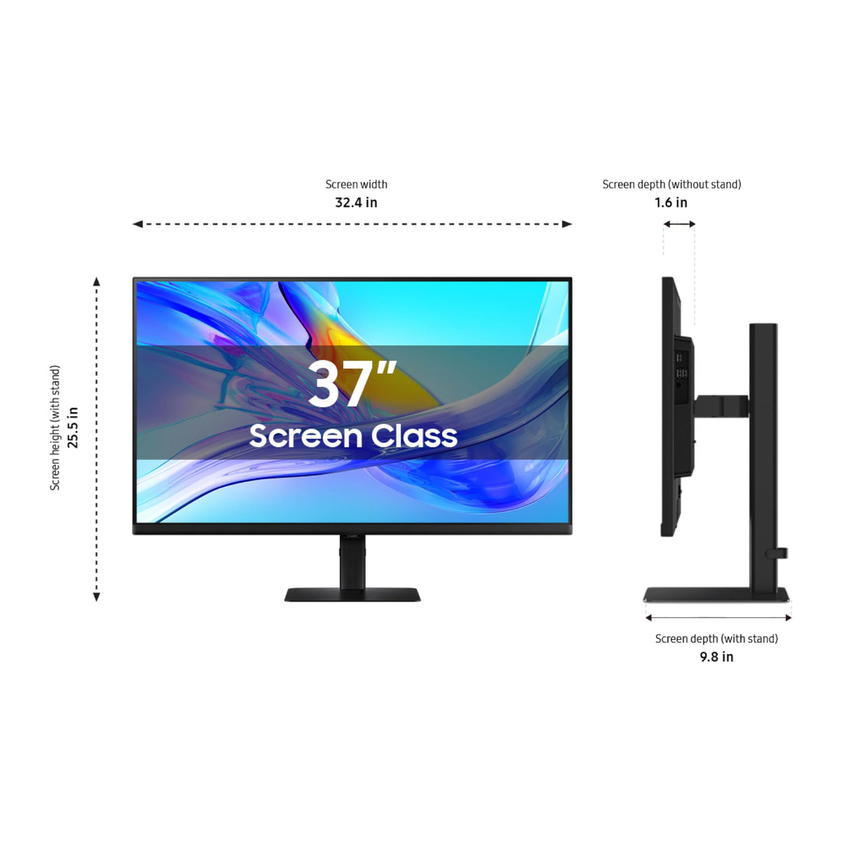Samsung ViewFinity S8 built-in KVM switch for multitasking with split-screen.