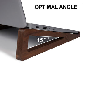 Acacia wood construction in S&A Woodcraft stand offers durable laptop support.