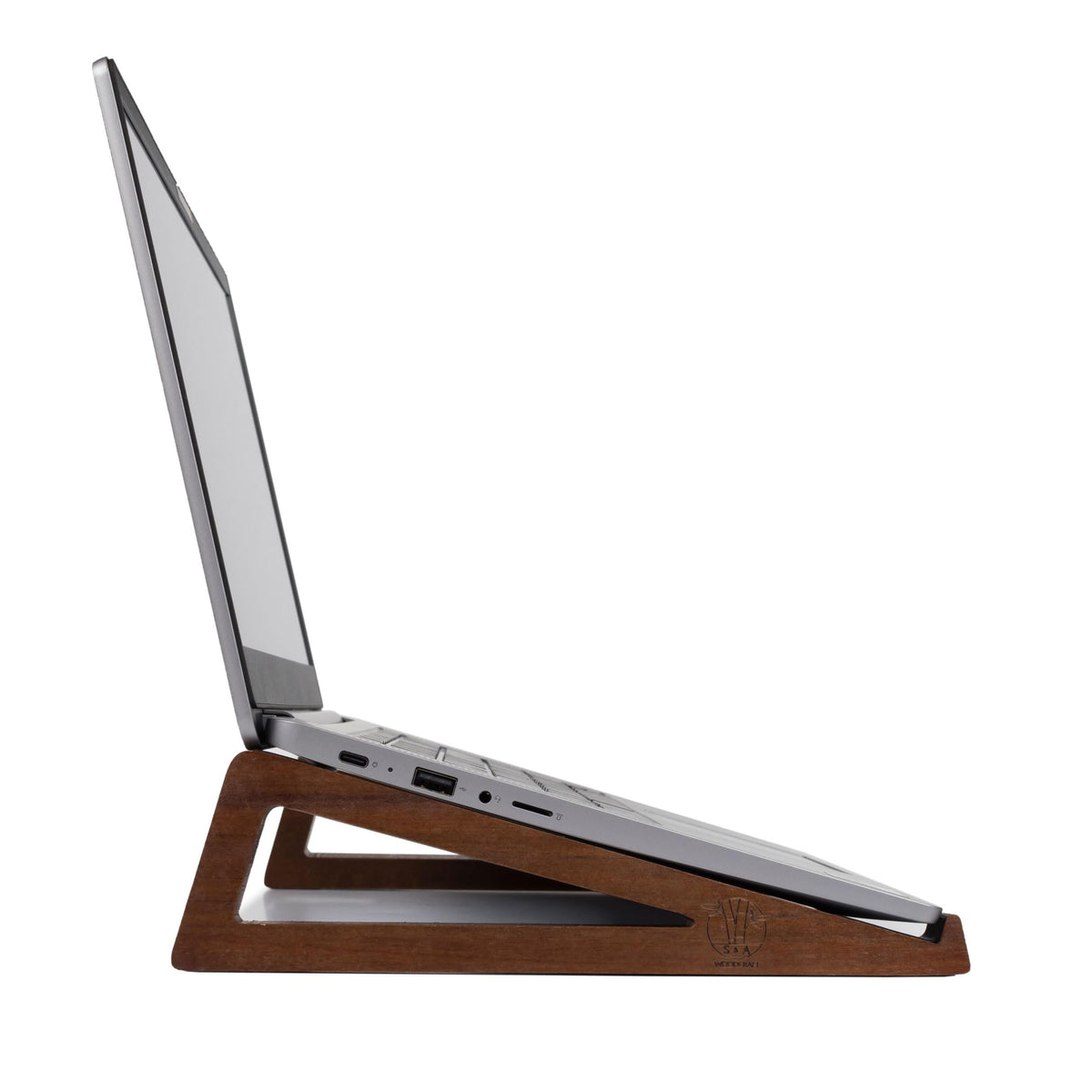 Ergonomic 15-degree tilt in S&A Woodcraft stand for comfortable viewing.