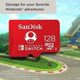 SanDisk card beside a Nintendo game cartridge illustrating compact storage advantage and portability