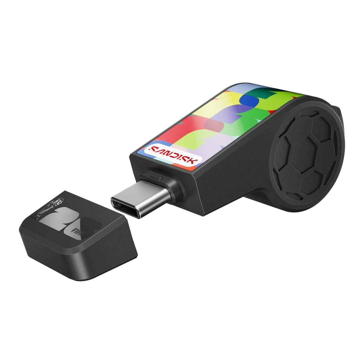 SANDISK front packaging showing FIFA World Cup 2026 design and benefits