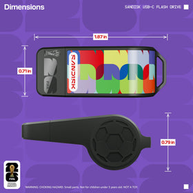 SANDISK included lanyard and sticker shown for fan display and portability