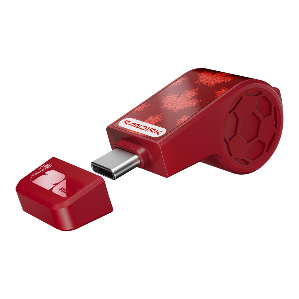 SANDISK front packaging showing FIFA World Cup 2026 design and capacity