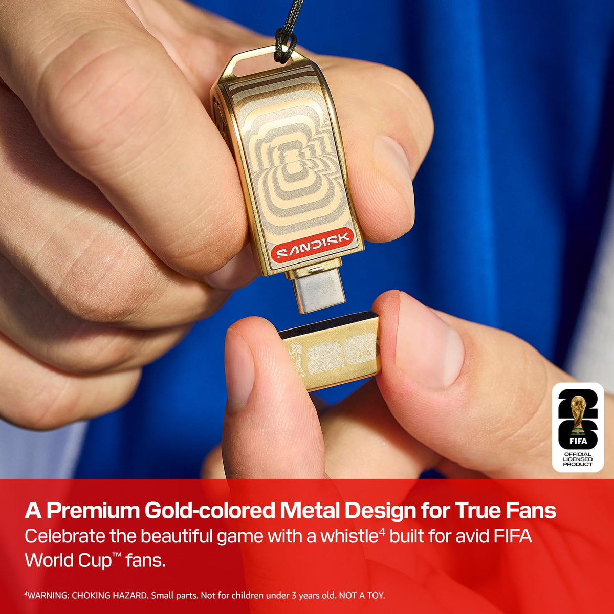 Sandisk with lanyard and sticker included for collectible display and portability