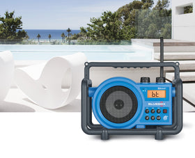 Sangean BB-100 BlueBox built in battery charger in use for on site charging.