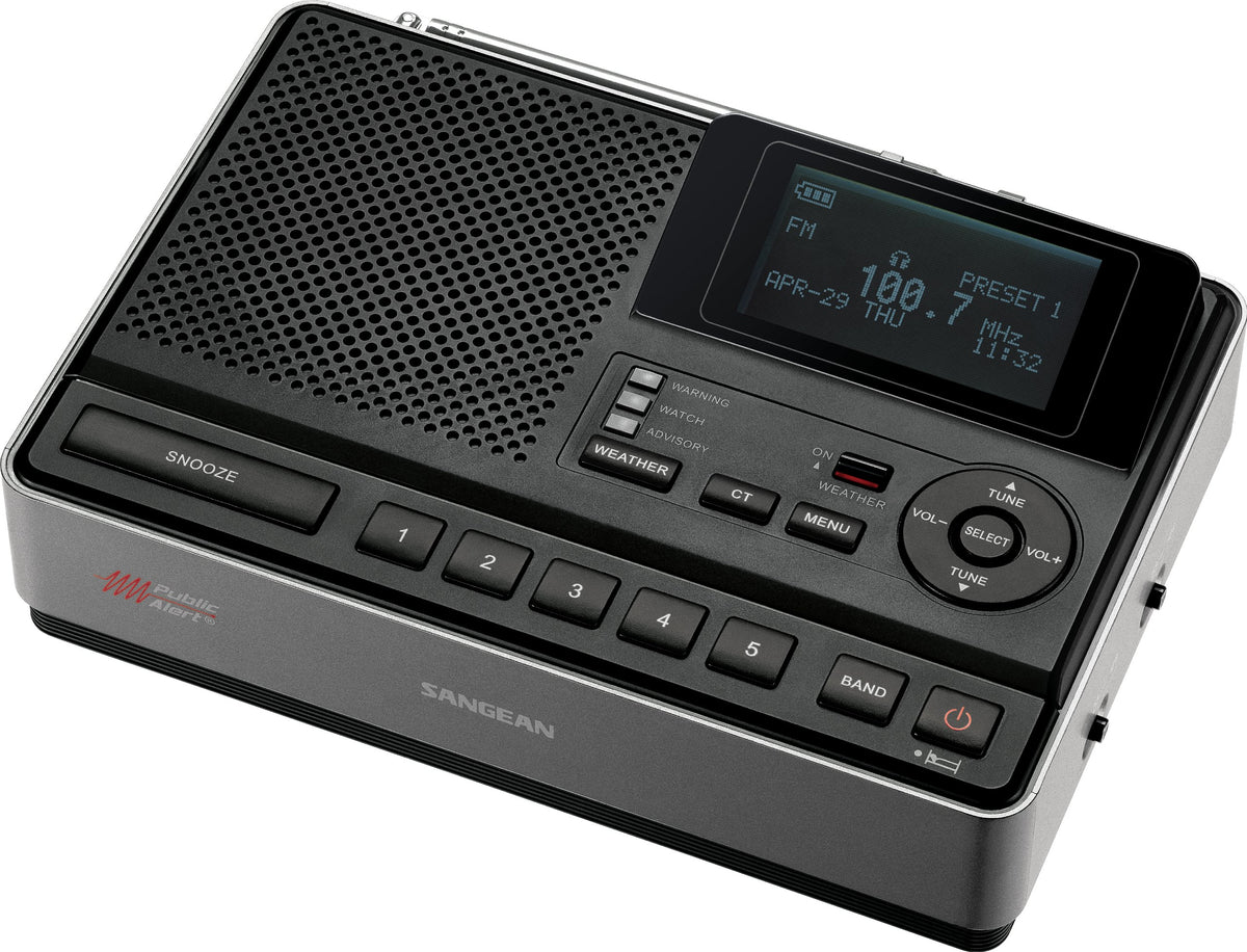 Sangean CL-100 front panel showing buttons and clear LCD, easy operation benefit