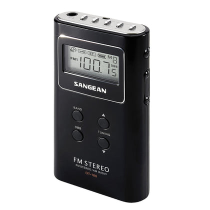 Sangean DT-180 front view showing tuner and presets for fast station access