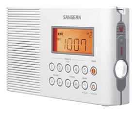 Sangean H201 shower radio front view with waterproof design for shower listening