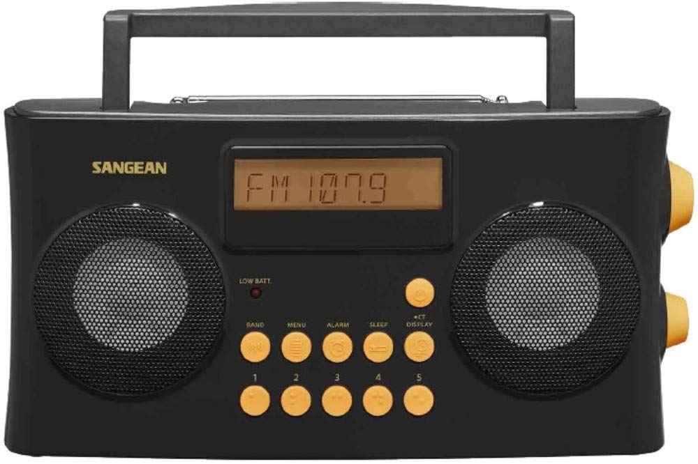 Sangean PR-D17 display backlight ensuring easy reading in low light.