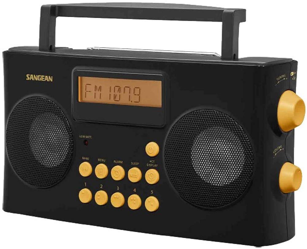 Sangean PR-D17 front view showing accessible high-contrast controls.