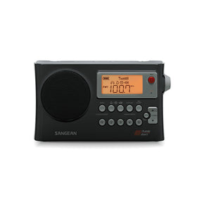 Sangean PR-D4W portable radio front view with reliable reception on the go.
