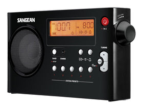 Sangean PR-D7 AM/FM portable radio front view with easy-to-use controls