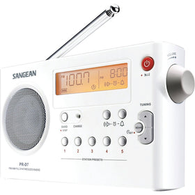 sangean pr-d7 front view showing display and speaker, clear tuning benefit