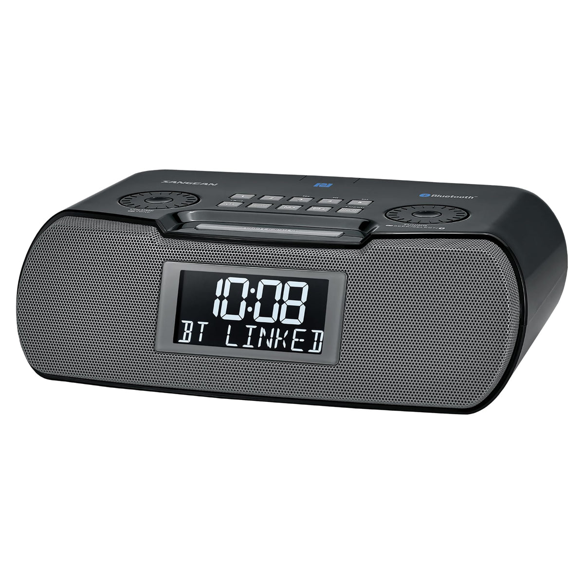 Sangean RCR-20 front view showing compact bedside radio for easy morning wake-up