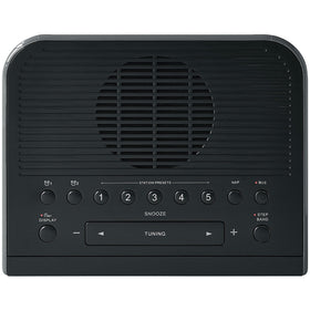 Sangean RCR-5BK angled controls demonstrate flexible alarm and timer options.