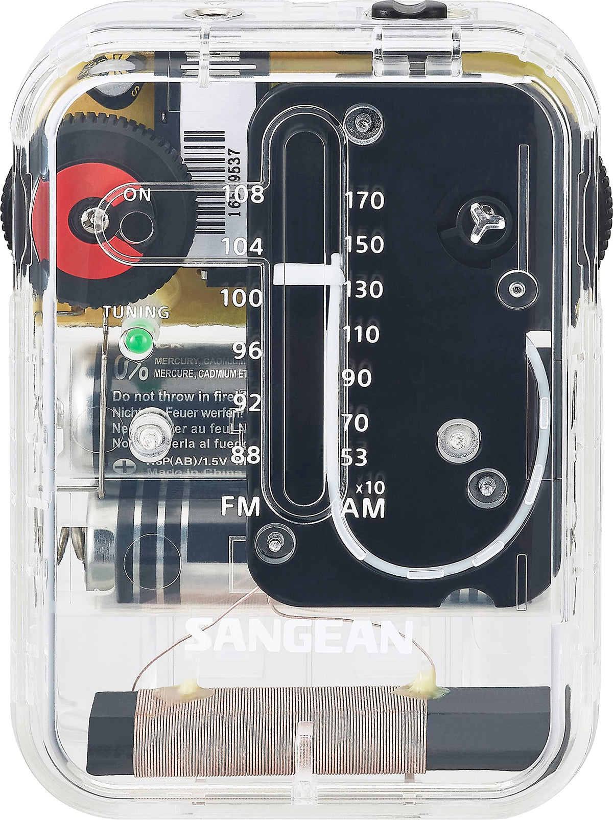 Sangean SR-32CL pocket radio with compact design for on-the-go listening and clear AM/FM reception.