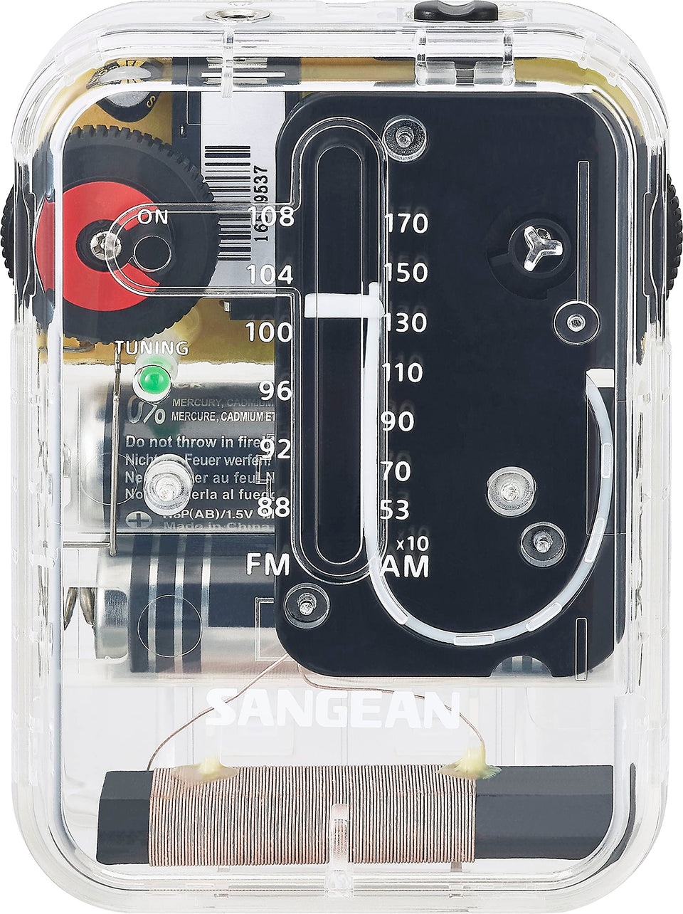 Sangean SR-32CL pocket radio with compact design for on-the-go listening and clear AM/FM reception.