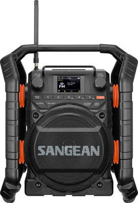 Sangean U7HD rugged roll cage close-up showing shock resistance for tough environments.
