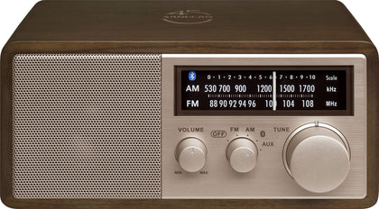 Sangean WR-16SE wooden cabinet with dark walnut finish for stylish durability