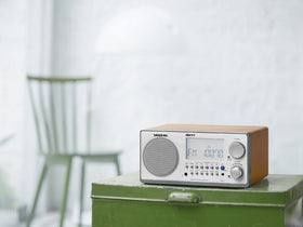 Sangean WR-2 volume knob functions as treble and bass controls for quick tweaks.