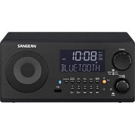 Sangean WR-22BK digital radio front view with 7W speaker for rich, room-filling sound.