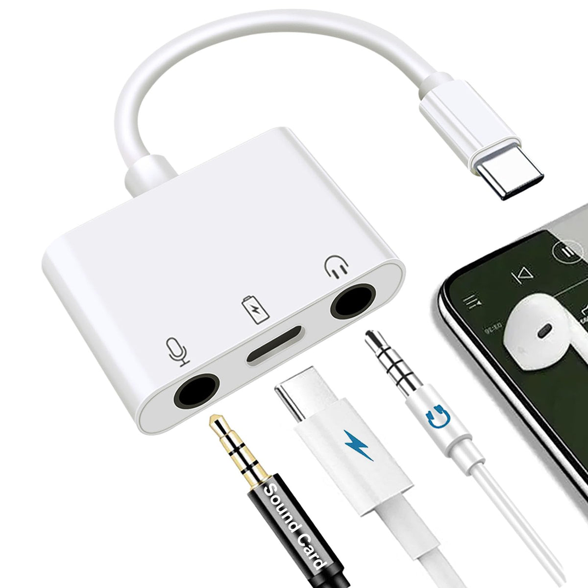Sanjyut USB-C microphone adapter for live streaming with plug-and-play simplicity.