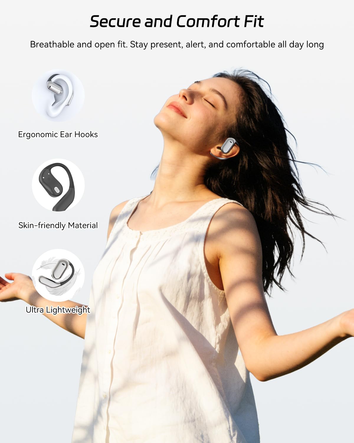 SANOTO 14.2mm dynamic drivers deliver rich sound for daily listening.