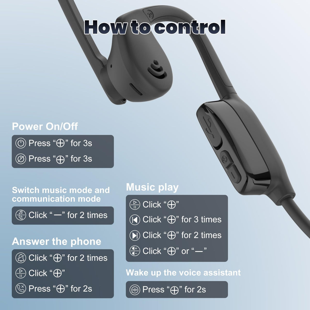 SANOTO lightweight 26.7g open-ear headphones for long workdays