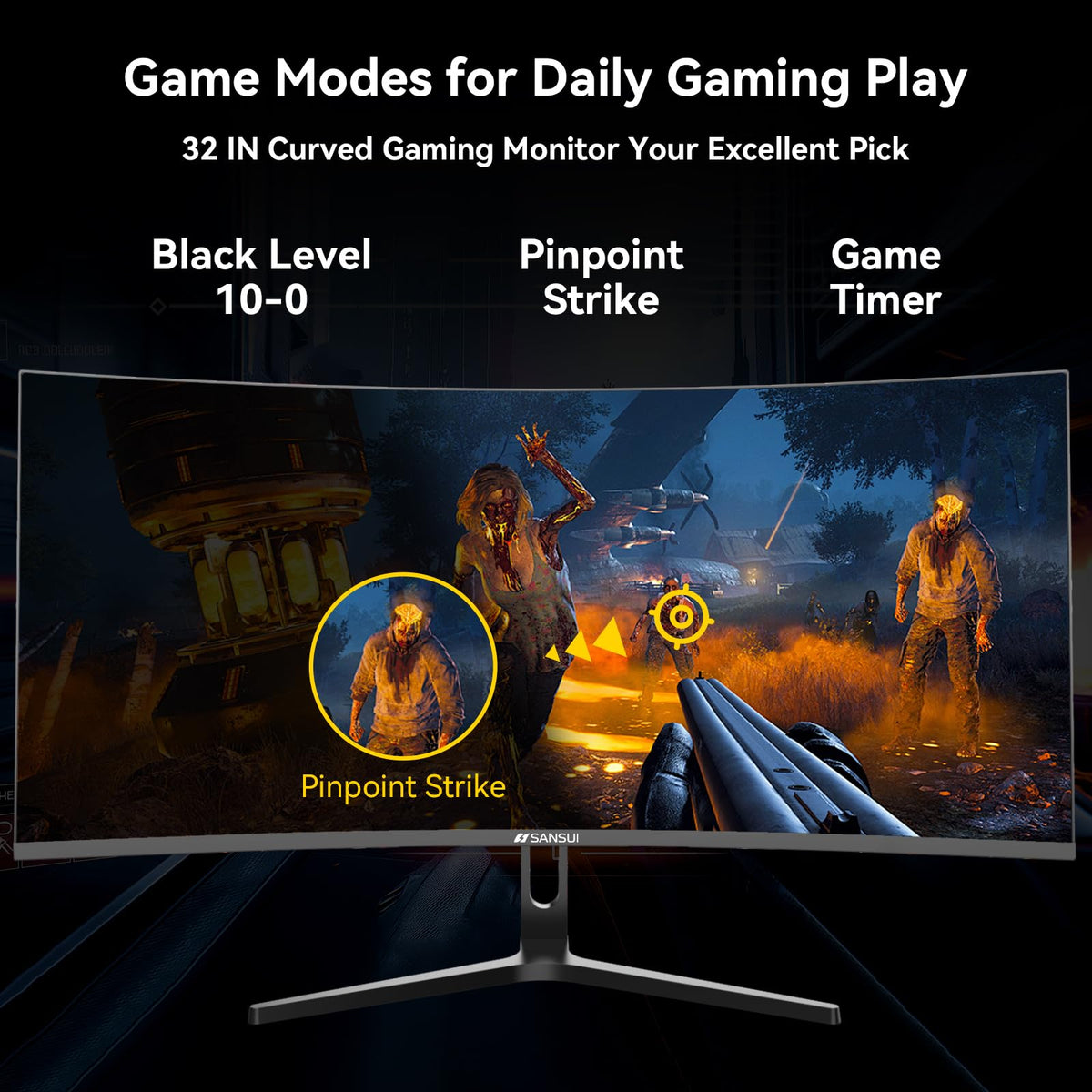 SANSUI 125% sRGB color gamut delivers vibrant, accurate colors.