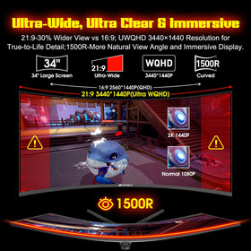 SANSUI 21:9 ultrawide monitor offering wide perspective for racing and flight sims.