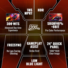 SANSUI 24in 200Hz display enables ultra-smooth motion in fast games.