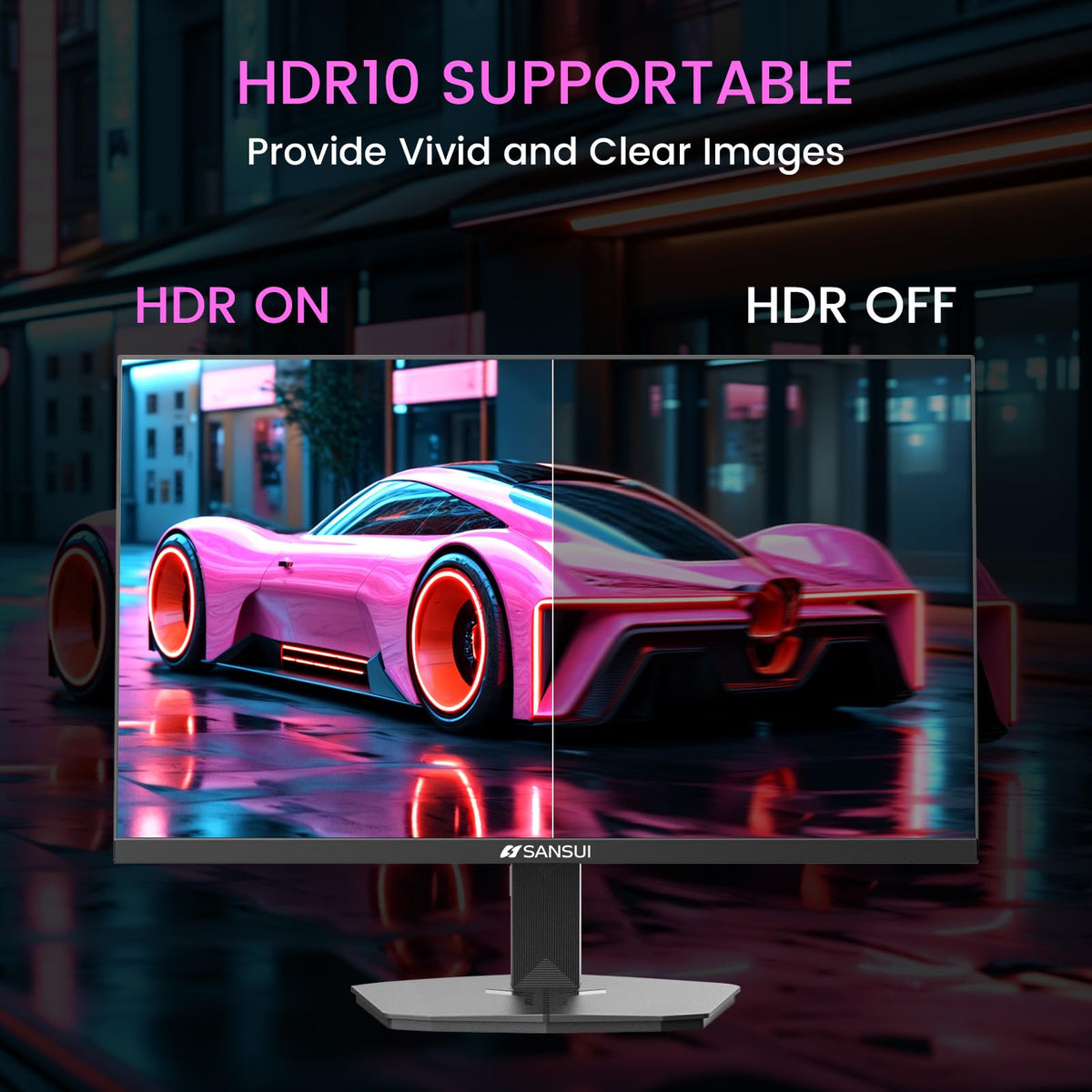 Anti-glare screen with eye care features on the Sansui monitor.