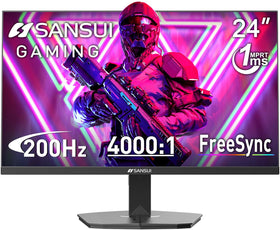 SANSUI 24in gaming monitor front view highlighting immersive setup for competitive play.