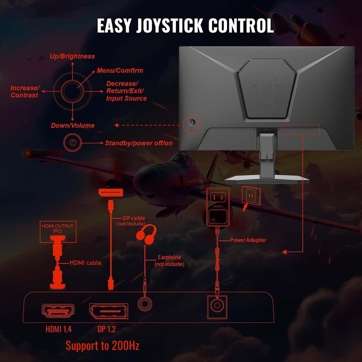 SANSUI 24in tilt and VESA mount support for ergonomic positioning.