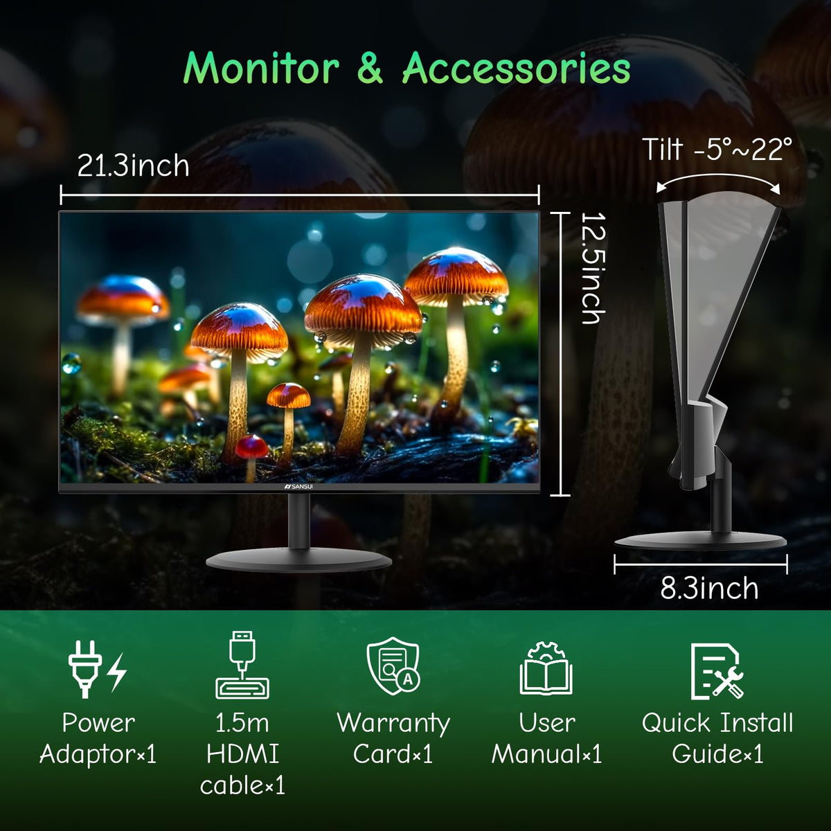 SANSUI 24-inch eye care display designed for home, office and casual gaming.