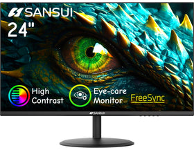 SANSUI 24-inch frame-less monitor front view for a sleek, distraction-free workspace.