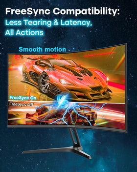 SANSUI 24-inch curved monitor display shadows illustrate deep blacks and contrast