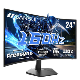 SANSUI 24-inch curved monitor front view for immersive gaming setups.