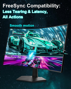 SANSUI 27-inch curved monitor emphasizes high contrast and wide color coverage.