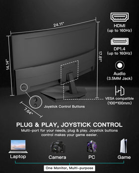 SANSUI 27-inch curved monitor with VESA mount and headphone jack versatility.