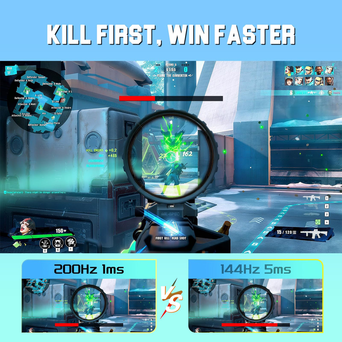 SANSUI 27-inch monitor demonstrating 1ms response for fast gameplay