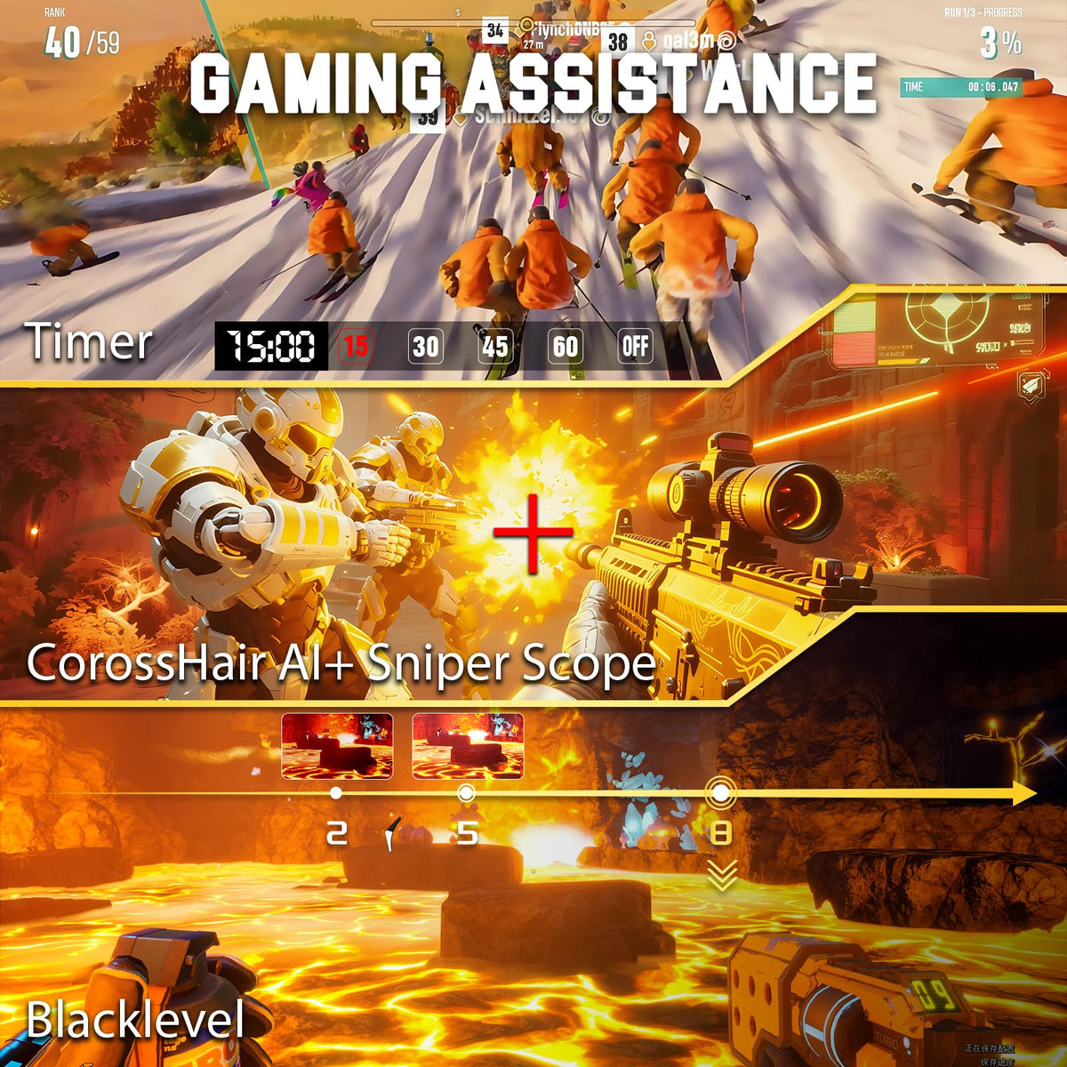 SANSUI 27-inch monitor AI crosshair offers quick in-game aiming aid.