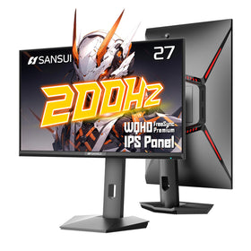 SANSUI 27-inch gaming monitor front view showing crisp WQHD visuals.