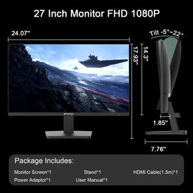 SANSUI 27-Inch IPS Monitor slim bezel for sleek multi-monitor layouts