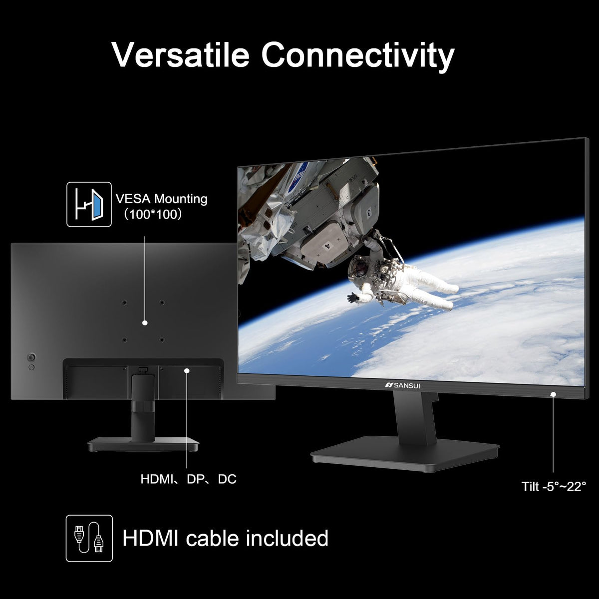 SANSUI 27-Inch IPS Monitor IPS panel close-up highlighting color depth