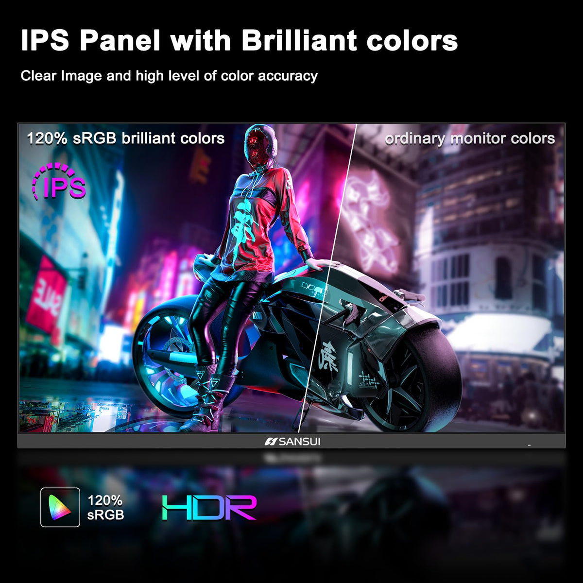 SANSUI 27inch monitor gaming UI with CrossHair and RTS modes